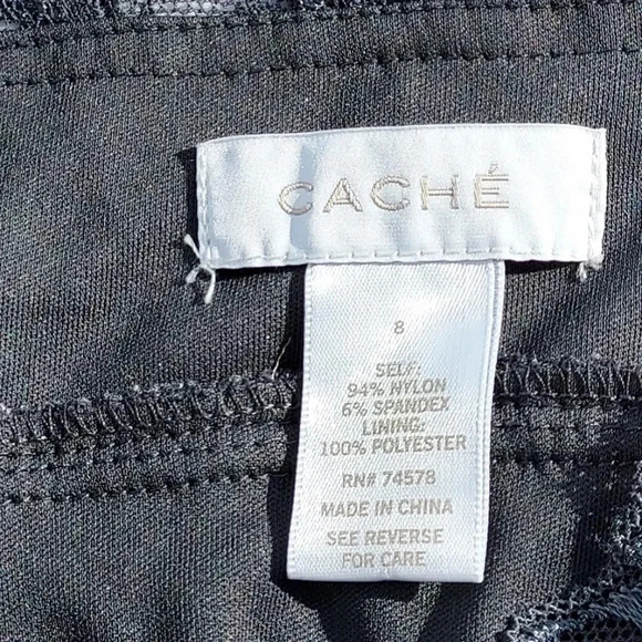 Cache' Gray Sequin Lace Layered V-Neck Sheath Lined Cocktail Dress, Size 8 - Picture 9 of 12